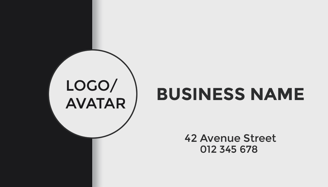 Minimal black and white business card layout