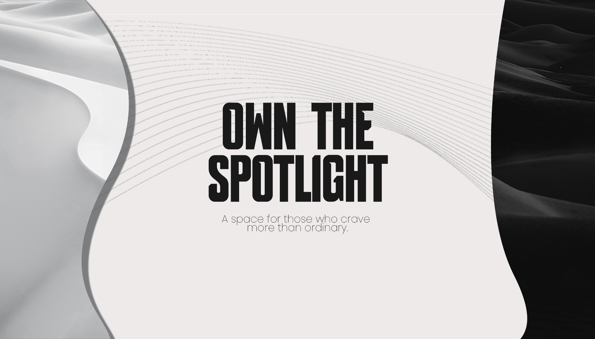Minimal black and white campaign banner with abstract shapes